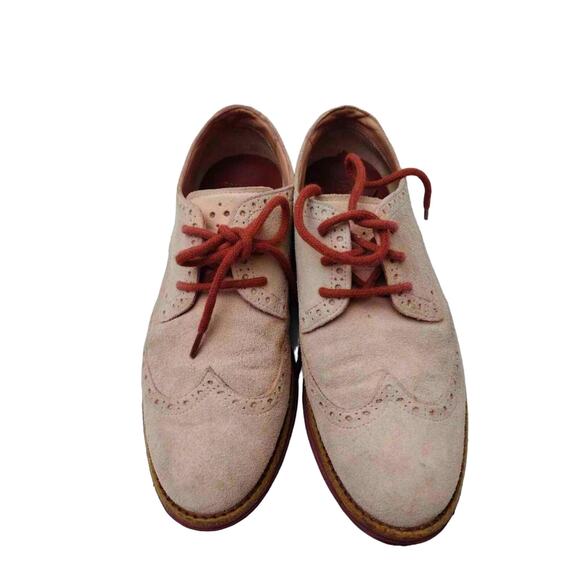 Cole Haan Women's Lunargrand Wingtip Suede Tan/Pink Oxford Shoes Size 6B - Picture 1 of 7